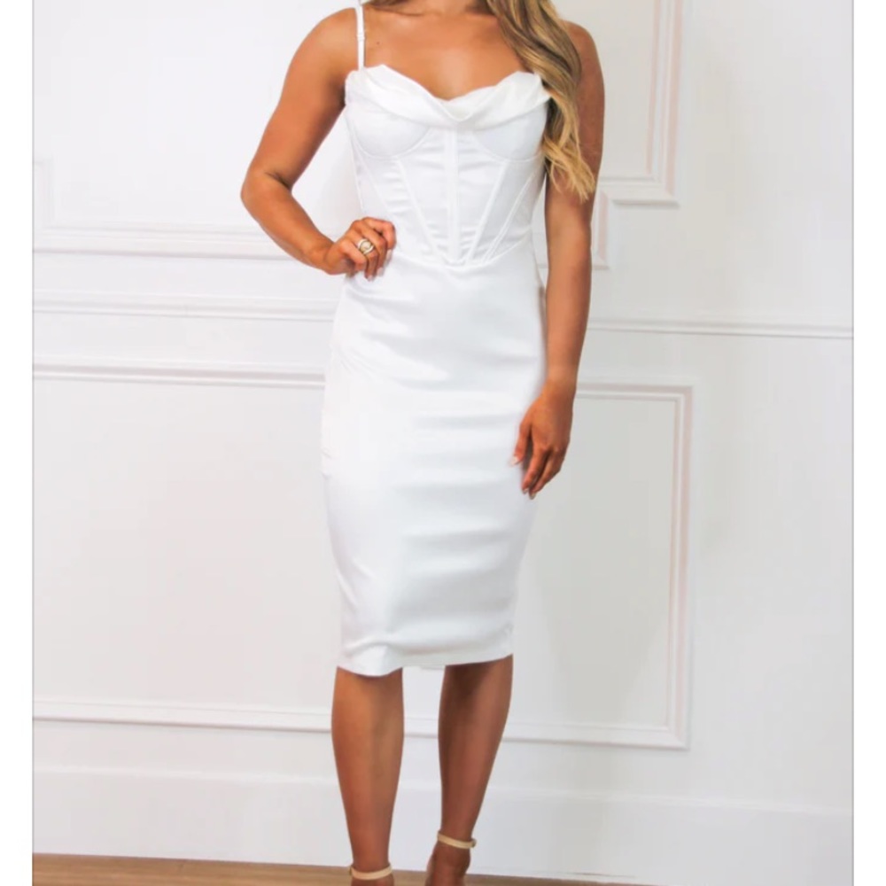 Bella and Bloom Satin Bustier Midi Dress